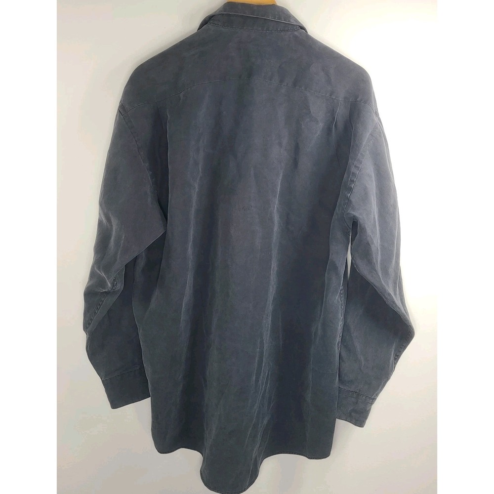Pronto Uomo Men's Button Up Shirt Large Gray Long Sleeve Tencel Blend - Picture 3 of 7